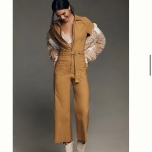Maeve Mustard Jumpsuit with Belted Waist
